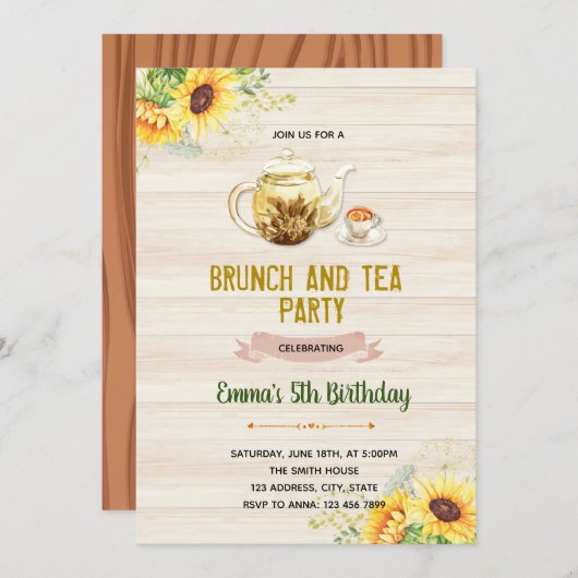 Zonnebloemthee Bedankkaart (Voorkant / Achterkant)