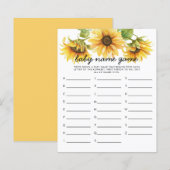 Zonnebloemthema Baby Naam Shower Game (Voorkant / Achterkant)