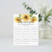 Zonnebloemthema Baby Naam Shower Game (Staand voorkant)