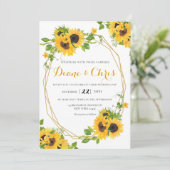 Zonnebloemthema Uitnodiging (Staand voorkant)