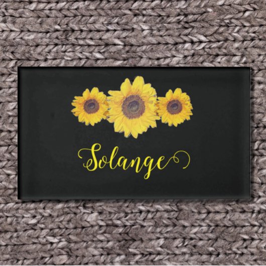 Zonnebloemtrio-gepersonaliseerd Naambadge