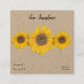 Zonnebloemtrio in roestvast kraftpapier vierkante visitekaartje (Voorkant)