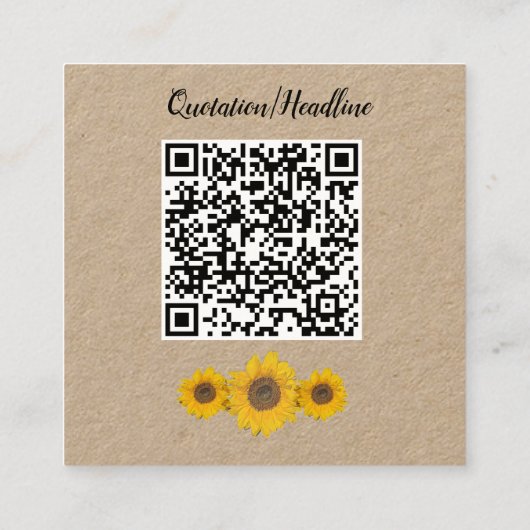 Zonnebloemtrio in roestvast kraftpapier vierkante visitekaartje (Achterkant)