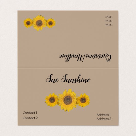 Zonnebloemtrio Visitekaartje (Buitenkant ongevouwen)