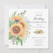 Zonnebloemtuin 16e verjaardag uitnodiging (Voorkant)