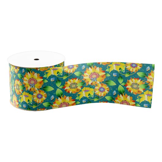 Zonnebloemtuin Grosgrain Lint (Spoel)