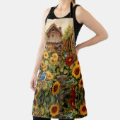 Zonnebloemtuin met vogelhuisjes schort (Insitu)