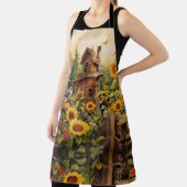 Zonnebloemtuin met vogelhuisjes schort (Insitu)