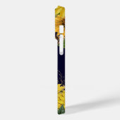 Zonnebloemtuin op marineblauw monogram Case-Mate iPhone case (Achterkant / Links)