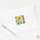 Zonnebloemtuin Vierkante Sticker (Envelop)