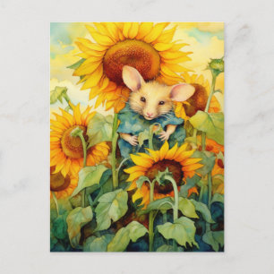 Zonnebloemtuinmuis 2 van 17 briefkaart