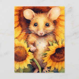 Zonnebloemtuinmuis 9 van 17 briefkaart
