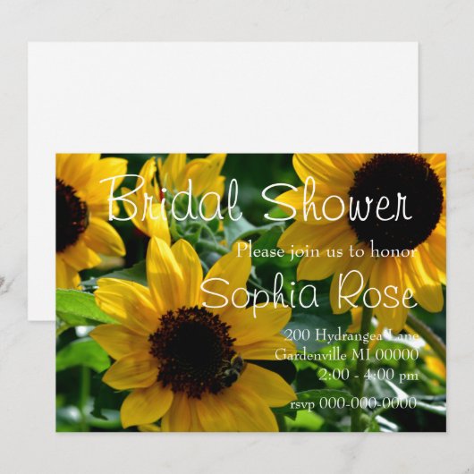 Zonnebloemuitnodiging Kaart (Voorkant / Achterkant)