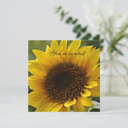 Zonnebloemuitnodiging Kaart (Staand voorkant)