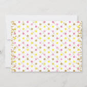 Zonnebloemuitnodiging, roze en geel baby shower kaart (Achterkant)