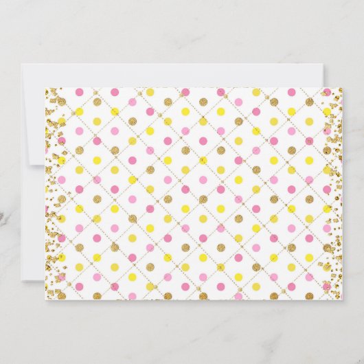 Zonnebloemuitnodiging, roze en geel baby shower kaart (Achterkant)