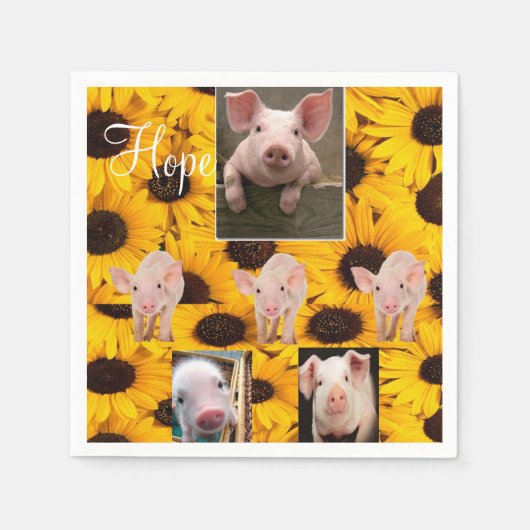 Zonnebloemvarkens Papieren servetten (Voorkant)