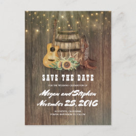 Zonnebloemvat Cowboy Boot Country Save the Date Aankondigingskaart