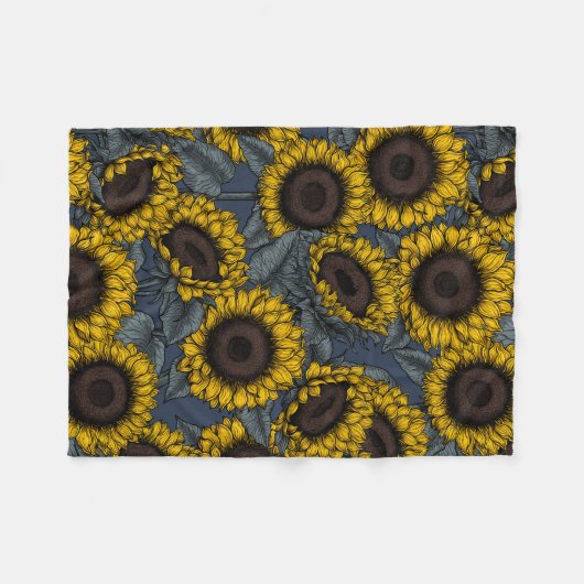 Zonnebloemveld 2 fleece deken (Voorkant (Horizontaal))
