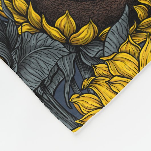 Zonnebloemveld 2 fleece deken (Hoek)