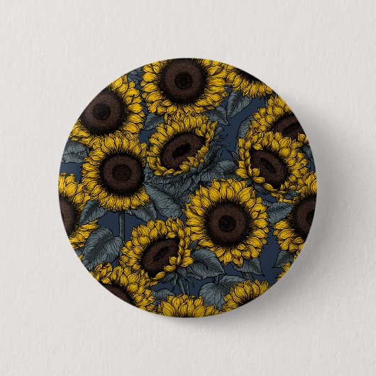 Zonnebloemveld 2 ronde button 5,7 cm (Voorkant)