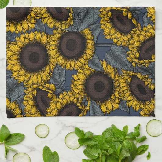 Zonnebloemveld 2 theedoek (Gevouwen)
