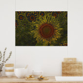 Zonnebloemveld 36 x 24 Poster (Keuken)