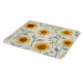 Zonnebloemveld Aquarel Schildering Bloem Geel Snijplank (Hoek)