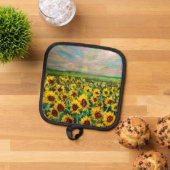 Zonnebloemveld bij zonsopgang pannenlap (Top down)