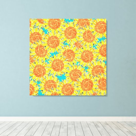 zonnebloemveld canvas afdruk (Insitu (Houten vloer))