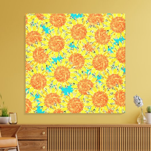 zonnebloemveld canvas afdruk (Insitu (Woonkamer))