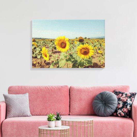 zonnebloemveld canvas afdruk (Insitu (Woonkamer))