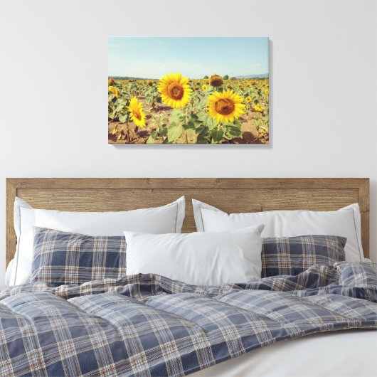 zonnebloemveld canvas afdruk (Insitu (Slaapkamer))