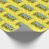 Zonnebloemveld en poolpunten cadeaupapier (Hoek)