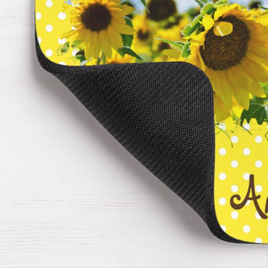 Zonnebloemveld en poolpunten muismat (Hoek)