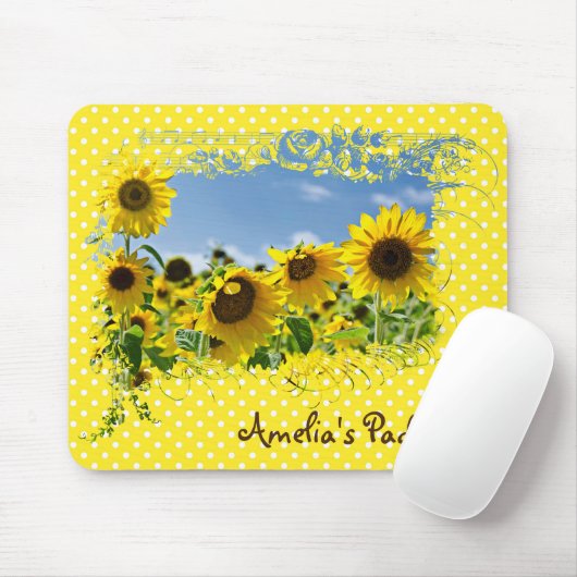 Zonnebloemveld en poolpunten muismat (Met muis)