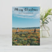 Zonnebloemveld Familie Kerstmis Feestdagenkaart (Staand voorkant)