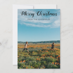 Zonnebloemveld Familie Kerstmis Feestdagenkaart