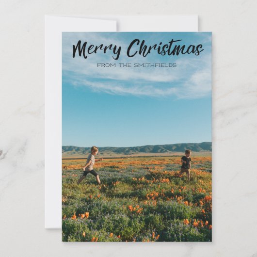 Zonnebloemveld Familie Kerstmis Feestdagenkaart (Voorkant)