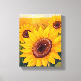 Zonnebloemveld | Geel Bloemenschilderij in Waterve Canvas Afdruk