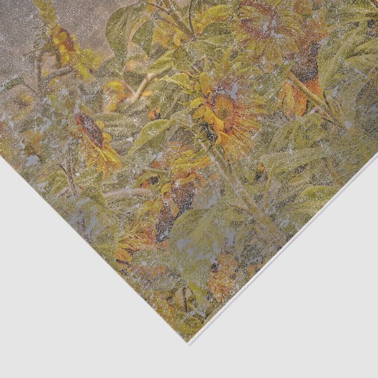 zonnebloemveld, helder geel, verteerd tissuepapier (Detail)