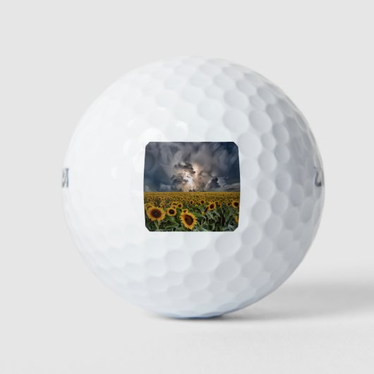 Zonnebloemveld in een Storm Golfballen (Voorkant)