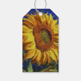 Zonnebloemveld in kleurrijke artistieke stijl cadeaulabel