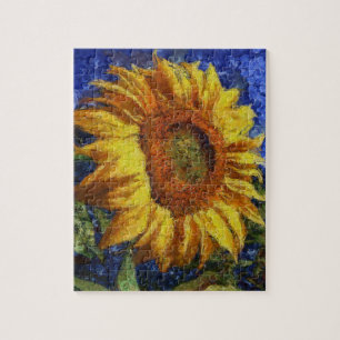 Zonnebloemveld in kleurrijke artistieke stijl legpuzzel