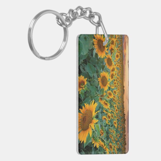 Zonnebloemveld in Longmont, Colorado Sleutelhanger (Voorkant Links)