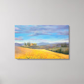 Zonnebloemveld in Toscane-oliehoudende verf Canvas Afdruk (Voorkant)