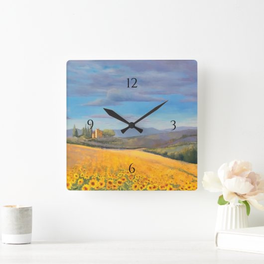 Zonnebloemveld in Toscane Vierkante Klok (Huis)