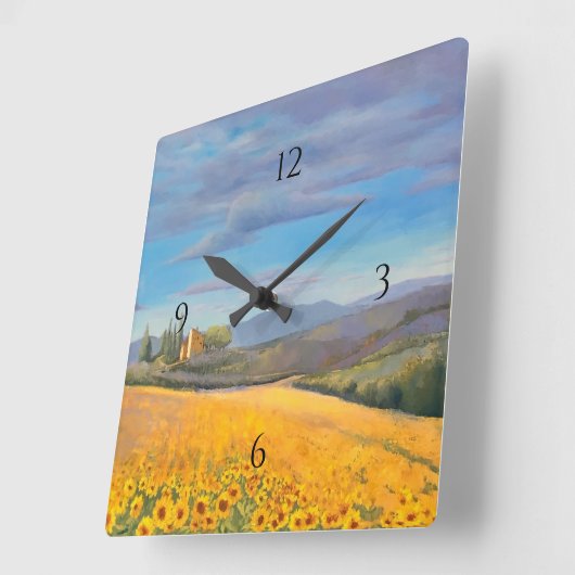 Zonnebloemveld in Toscane Vierkante Klok (Hoek)