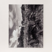 Zonnebloemveld in zwart-wit legpuzzel (Verticaal)