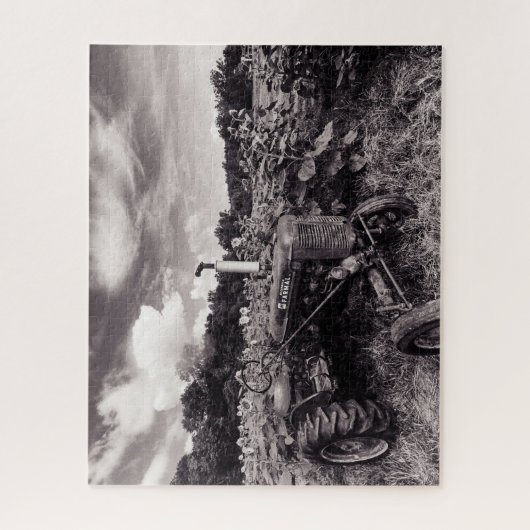 Zonnebloemveld in zwart-wit legpuzzel (Verticaal)